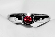 Sunset Sapphire Ring Solid 9ct White Gold Band set with two Diamonds Size N/7