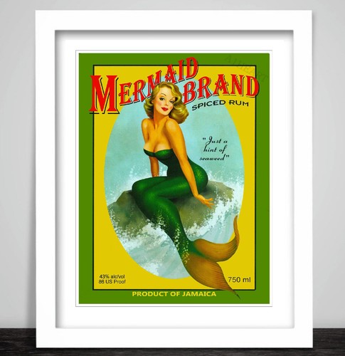Mermaid poster print - print, alcohol