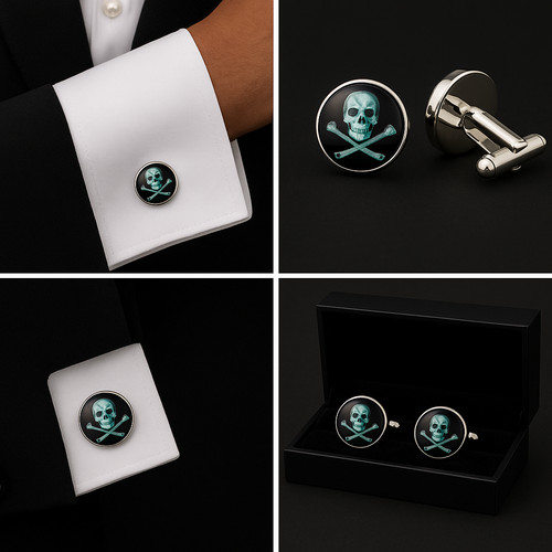 Cufflinks gift hub 16mm skull - gift,