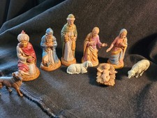 Vintage Landi 9 piece Nativity Set Mary, Joseph. Baby Jesus, 3 Kings - Italian