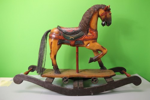 Antique rocking horse wooden - antique,