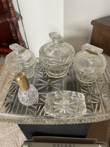 Glass vanity set with - glass,