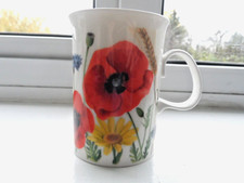 Dunoon wild flowers poppy and cornflower bone china mug 10.5cms high