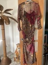 Kew Collection Leopard Print Floral Maxi  Mesh Dress Size 16