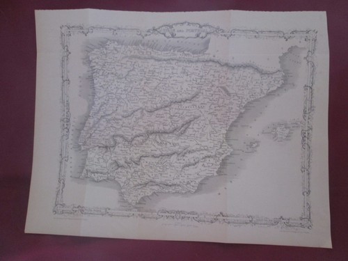 Antique map spain and - "spain,