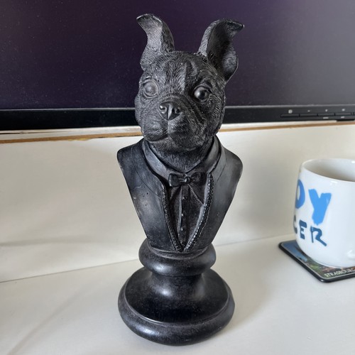 Black resin french - resin, bulldog