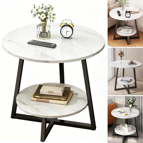 Marble effect side end table - marble,