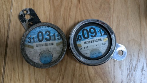 Vintage motorbike tax disc