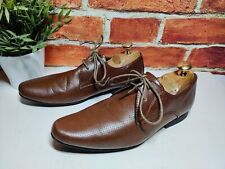 MENS TOPMAN UK 7 EU 41 SADDLE BROWN LEATHER SMART FORMAL LACE UP DERBY SHOES