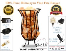 Himalayan Natural Salt Lamp Fire Bowl Basket / Crafted Wrought Iron Salt Chunks