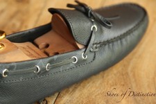 Louis Vuitton LV Monogram Black Leather Loafers Driving Shoes Mens UK 7 US 8