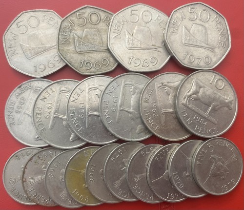 Guernsey 3x 50p coins - 3x,