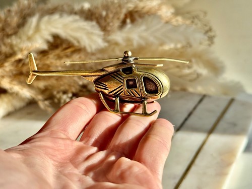 Brass helicopter miniature - brass,