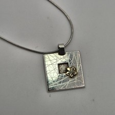 Linda Macdonald Sterling Silver Contemporary Necklace With 9ct Gold Flower