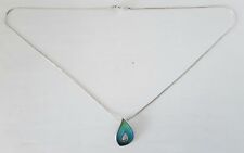 Malcolm Gray Ortak Sterling Silver Blue & Lime Green Enamel Pendant Necklace