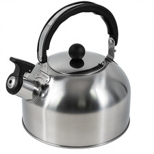 Stainless Steel Whistling Kettle 2L Stove Top Hob Kitchenware Tea Camping UK