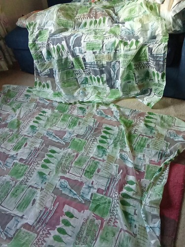 Two vintage green sheer - sheer, voile