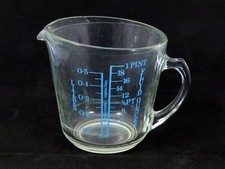 Vintage JAJ Pyrex Glass Measuring Jug 1 Pint Blue