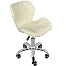 REBOXED Cushioned Computer Office Chair Chrome Legs Lift Swivel Small in Cream