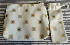 Rare Orla Kiely Small Makeup Pouch & Perfume Bag Set White Abacus Flower