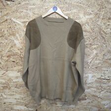 Filson Tan Brown Wool Crew Neck Jumper Suede Hunting Shooting Sweater USA Large