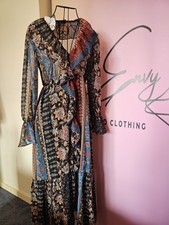 Zara Womans Boho Chic Multicoloured Maxi Dress Size M UK 10 BNWT