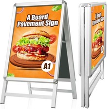 Pavement Sign Frame A1 Double Sided Board Silver 114 x 64 x 71cm 