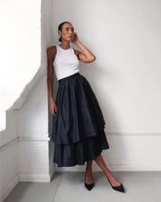 Vtg Jaeger 100% Silk Tiered