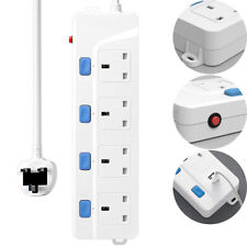 4 WAY Extension Lead with USB Individual Switches Power Strips UK Plug
