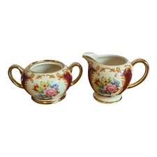 RARE James Sadler Floral Pattern Creamer and Sugar Set Made In England