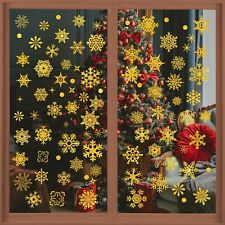 110PCs Christmas Removable Window Sticker Clings UK (Glitter Gold Snowflake)