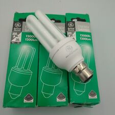 3 x 20W = 100w GE Low Energy CFL Light Bulbs BC B22 d Energy Saving Lamps