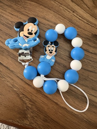 Blue baby mickey dummy clip - baby,