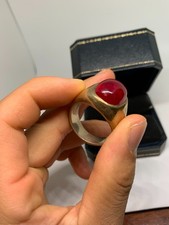 Fab Mans Z+3 silver ring with a Top Science Grown Ruby Cabochon silver 20g