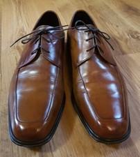 M&S Collezione Brown Leather Derby Shoes Size 7.5 Lace Ups Square Toes Smart