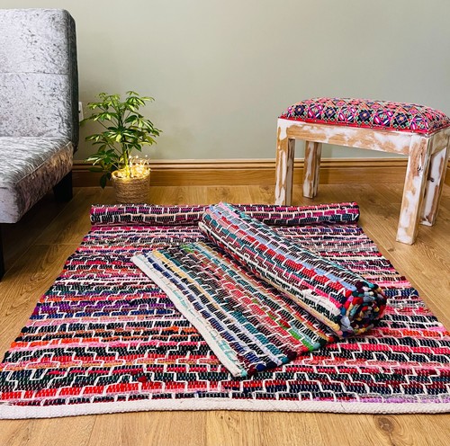 Rainbow rag rug geometric - rag,