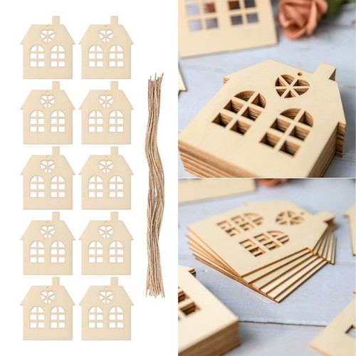 10pcs wooden house cutout - 10pcs,