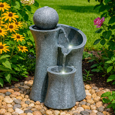 Water Feature Outdoor Indoor LED Fountain Waterfall Garden Decor (Ball on Top)