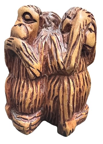 Vintage three monkeys wooden - vintage,