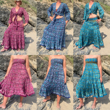 Vegan Poly Silk Sari Skirt/Sundress Festival Boho Hippie Nomads Wales