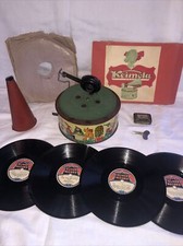 Antique GERMAN KEIMOLA CHILDREN PHONOGRAPH TIN RECORD PLAYER - RARE