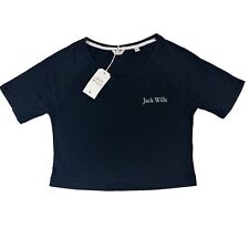 Jack Wills Lowton Cropped T Shirt Black Sizes 8 10 & 14 New Pyjama Top Crop