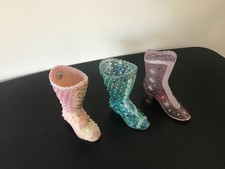 Lot of 3 - Fenton Glass Boots