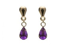9ct Yellow Gold Amethyst Drop