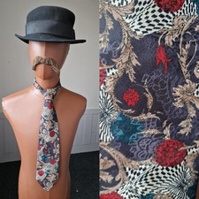 Wembley Baroque Tie in Black Pattern Polyester Classic Vintage Made USA AB05