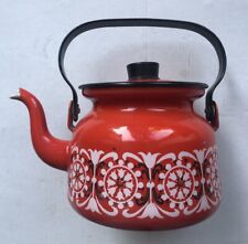 Vintage Scandinavian Enamel Red Tulip Teapot by Kaj Franck