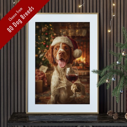 Funny dog christmas wall art - dog,
