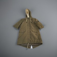 Criminal Damage London Parka Jacket Mens Size M Khaki Green Hooded Fishtail Coat