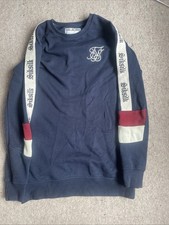 Siksilk Men’s Sweatshirt Size XS Navy Blue Long Sleeve Cotton Blend