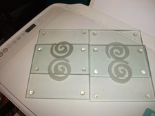 Set of 4 Glass Coasters Clear Swirl design 12cm x 12cm